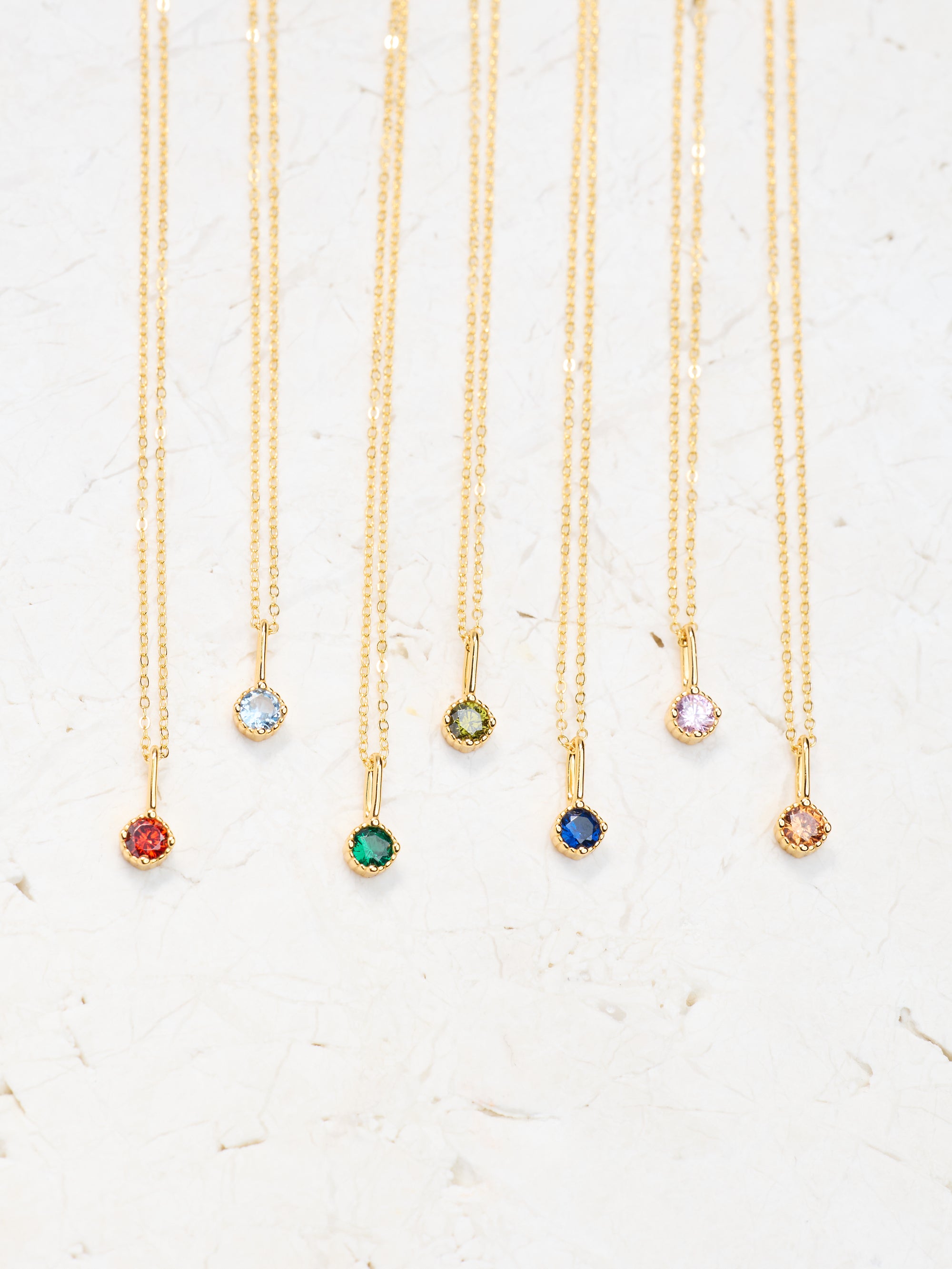 Dainty Birthstone Pendant Necklace